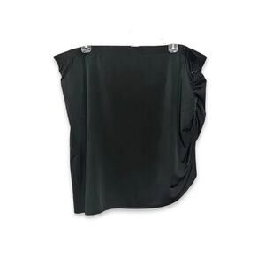 Open Edit Mini Skirt Sleek Satin Fabric Straight Cut Ruched Side Black W 2X NWOT